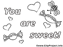 Abeille clip art gratuit – Saint-valentin à colorier