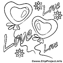 Amour clip art gratuit – Saint-valentin à colorier