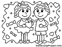 Amoureux dessin – Coloriage saint-valentin à télécharger