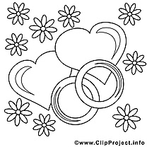 Anneaux clipart gratuit – Saint-valentin à colorier