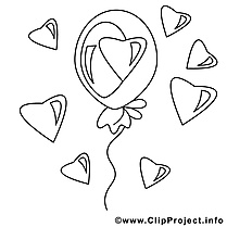 Ballon clip art – Saint-valentin image à colorier