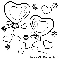 Ballons clipart – Saint-valentin dessins à colorier