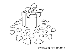 Cadeau clipart gratuit – Saint-valentin à colorier