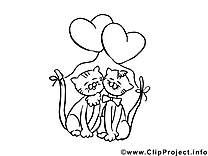 Chats image à télécharger – Saint-valentin à colorier