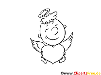 Clip art ange – Saint-valentin image à colorier