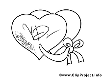 Clip art gratuit coeurs – Saint-valentin à colorier