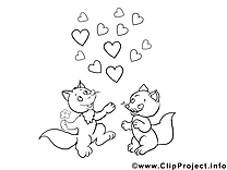 Clipart gratuit renard – Saint-valentin à colorier