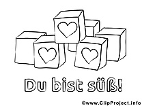 Cubes clip art – Saint-valentin image à colorier
