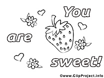 Fraise clipart gratuit – Saint-valentin à colorier