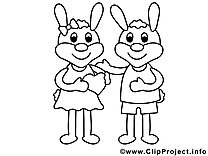 Lapins illustration – Saint-valentin à imprimer