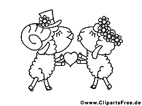 Moutons image – Coloriage saint-valentin illustration