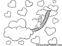 Nuages image gratuite – Saint-valentin à colorier