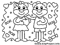 Ours image – Coloriage saint-valentin illustration