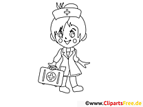 Clip art infirmière – Santé image à colorier