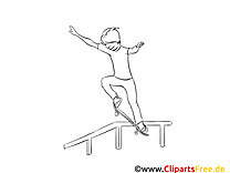 Skateboard clipart gratuit – Sport à colorier