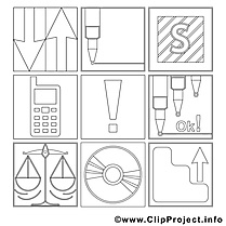 Office clipart gratuit – Travail à colorier