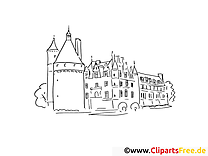 Château dessin – Coloriage voyage à télécharger