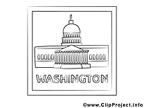 Washington clipart gratuit – Voyage à colorier
