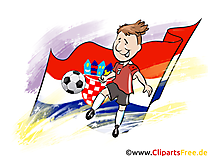 Drapeau Football Croatie Clipart Joueur sur le Terrain