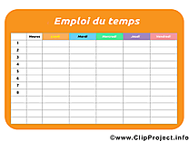 Image à télécharger horaires de cours – École clipart