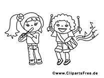 Musiciens clip art à colorier – Enfants images gratuites