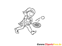 Tennis clip arts à imprimer - Fille illustrations