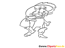 Coloriage image chat potté – Conte de fées clipart