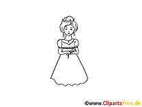 Image à colorier princesse – Conte de fées illustration