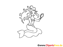 Images petite sirène à colorier – Conte de fées clip art