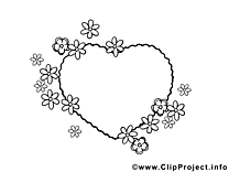 Coloriage coeur clip art – Fête des Mères gratuite