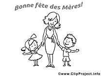 Enfants image à colorier – Fête des Mères clipart