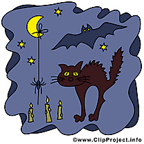 Chat noir nuit images gratuites – Halloween clipart