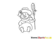 Clipart à colorier bonhomme de neige - Hiver dessins