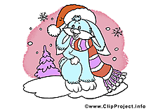 Lapin hiver dessins gratuits – Hiver clipart