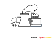 Clip art Industrie à colorier gratuite usine