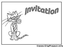 Chat images à colorier - Invitation clip art gratuit