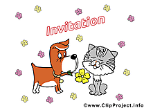 Chien chat image gratuite - Invitation illustration