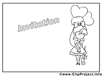 Fille dessin à colorier - Invitation à télécharger