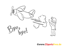 Avion clip art à colorier - Adieu dessin