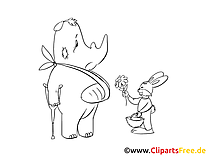 Rhinocéros coloriage – Bon rétablissement clipart