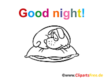 Images à colorier chien – Bonne nuit clipart