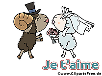 Dessins gratuits moutons - Je t'aime clipart