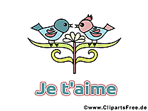 Oiseaux clip art gratuit - Je t'aime dessin