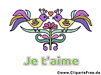 Oiseaux illustration - Je t'aime images