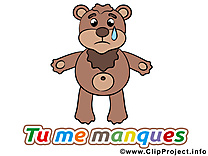 Ours en peluche gratuit - Tu me manques clip art à télécharger