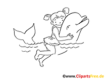 Dauphin nage cliparts à colorier - Loisir images