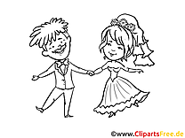 Coloriage gratuite couple - Mariage clipart