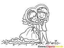 Coloriage gratuite couple - Mariage illustration