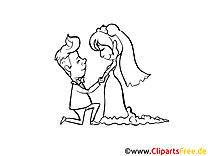 Coloriage jeunes mariés - Mariage cliparts à télécharger