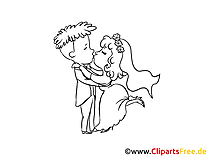 Coloriage jeunes mariés - Mariage dessins gratuits